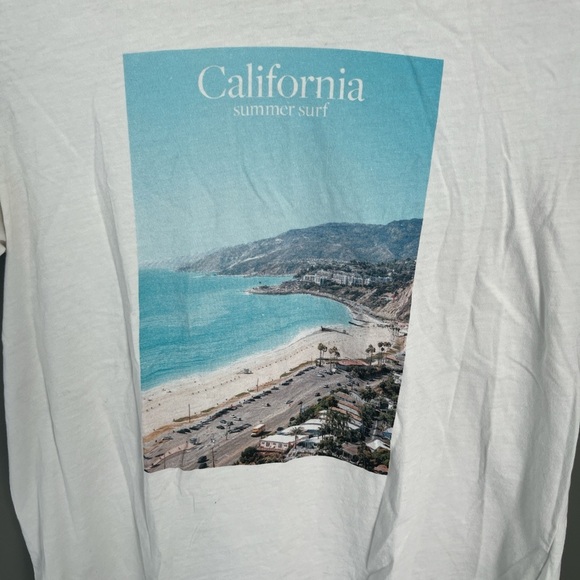 H&M White California Print Short Sleeve Tee - Picture 2 of 6